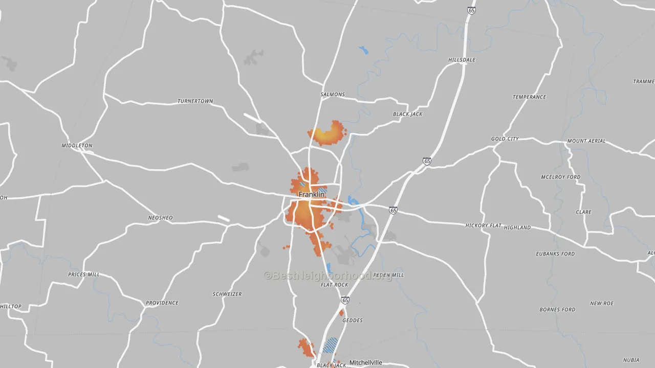 Bike Grade map of Franklin, KY