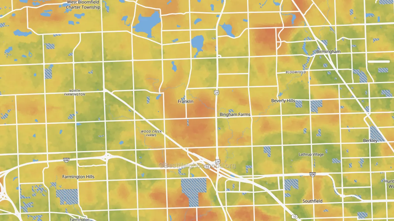 Bike Grade map of Franklin, MI