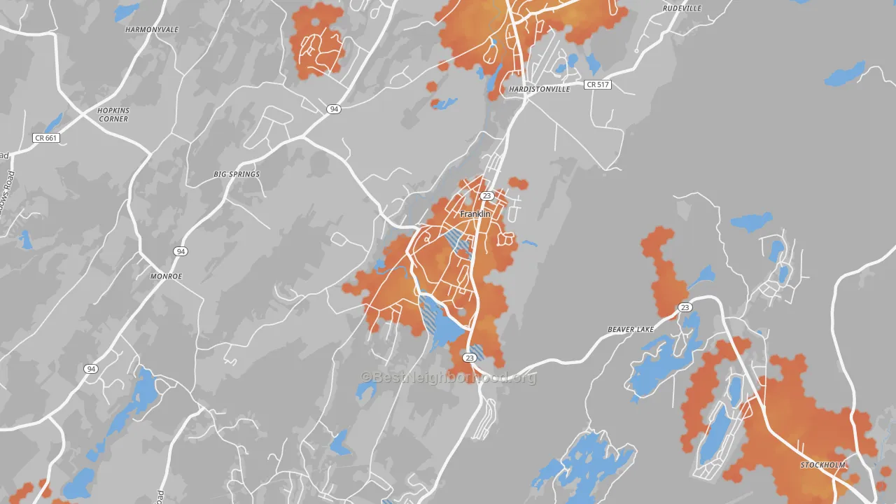 Bike Grade map of Franklin, NJ
