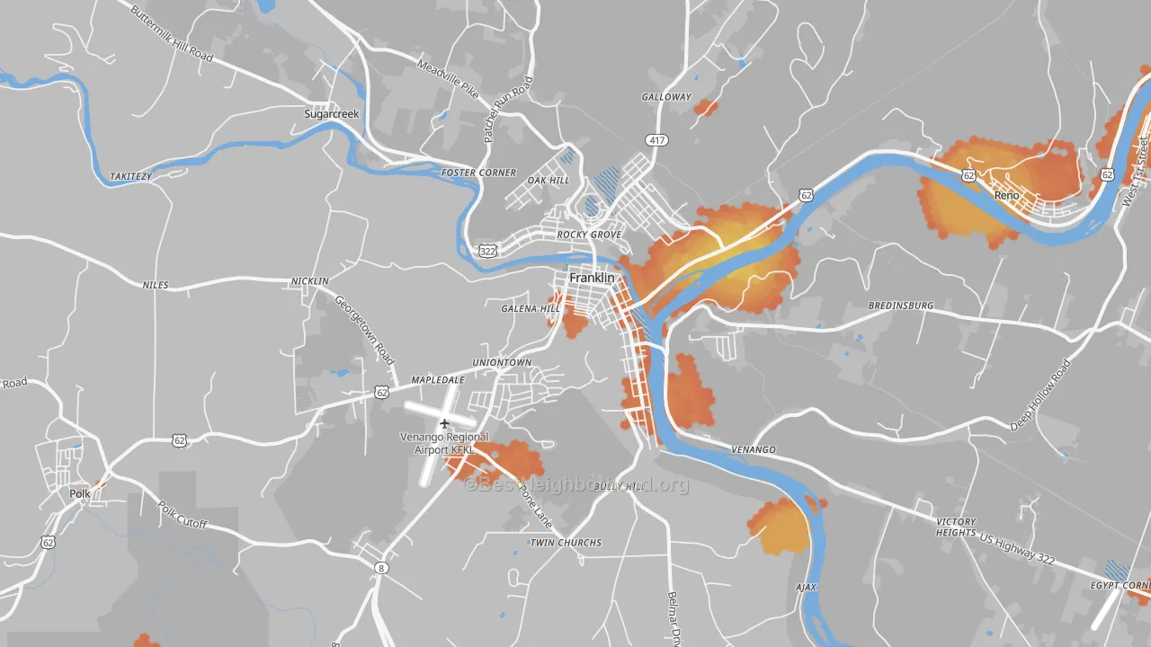 Bike Grade map of Franklin, PA