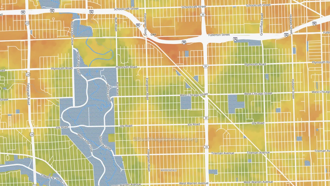 Bike Grade map of Franklin Park, Detroit, MI