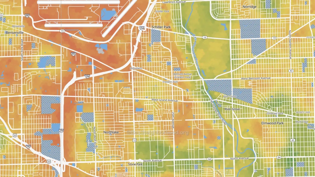 Bike Grade map of Franklin Park, IL