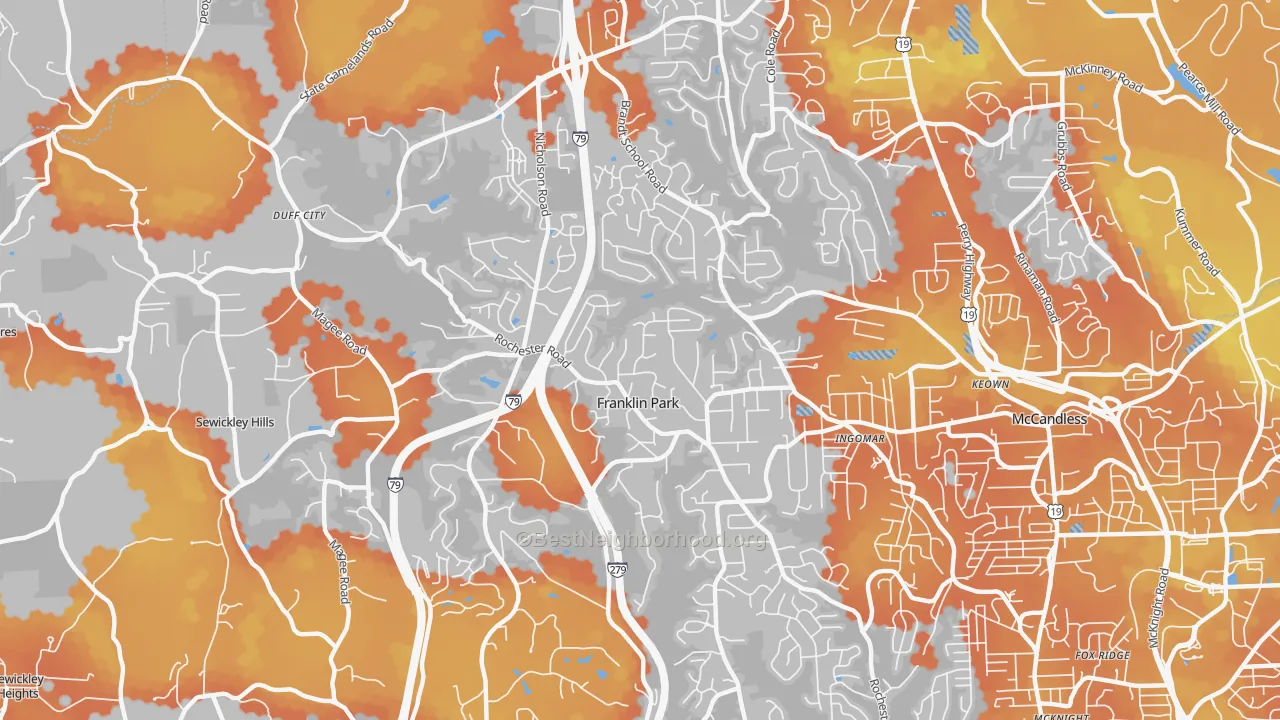 Bike Grade map of Franklin Park, PA