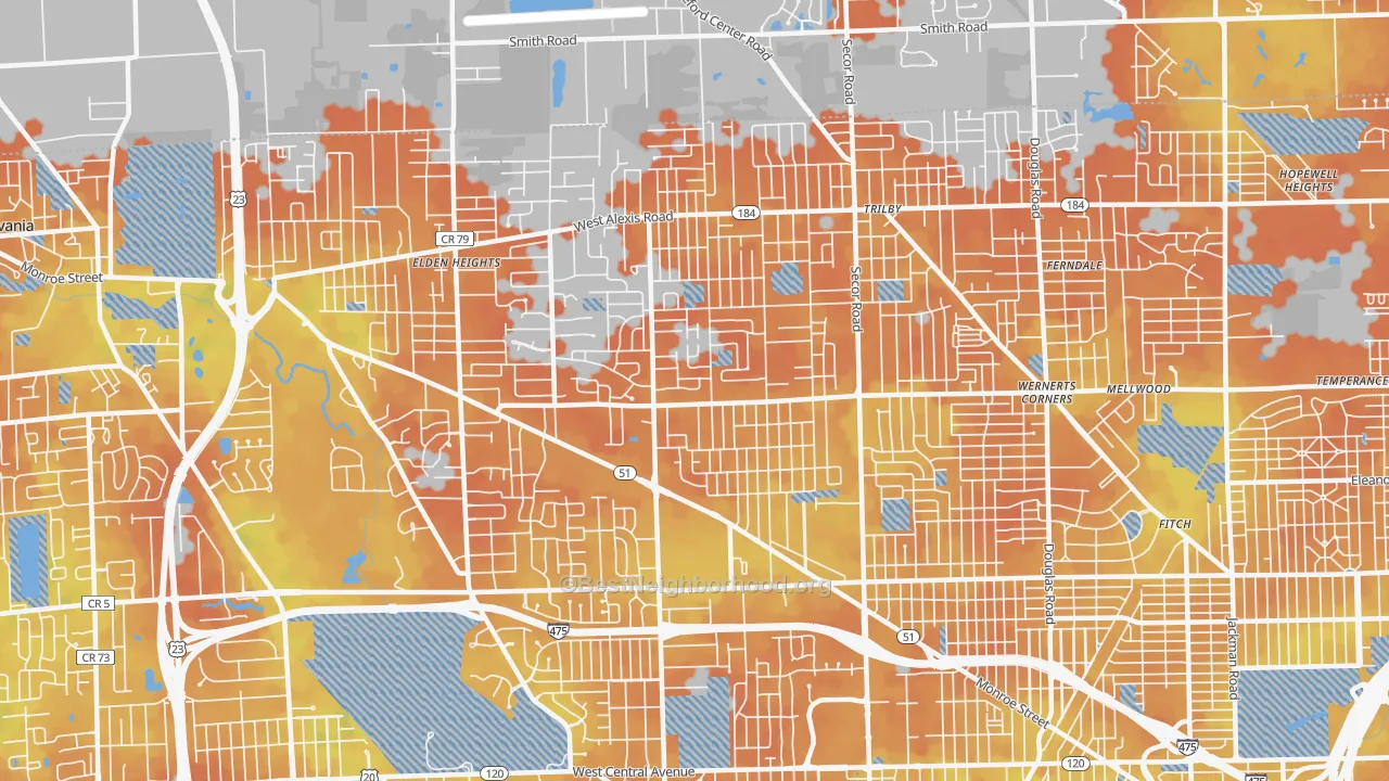 Bike Grade map of Franklin Park, Toledo, OH