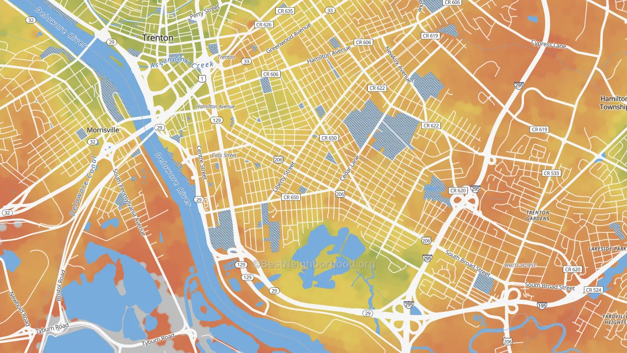 Bike Grade map of Franklin Park, Trenton, NJ