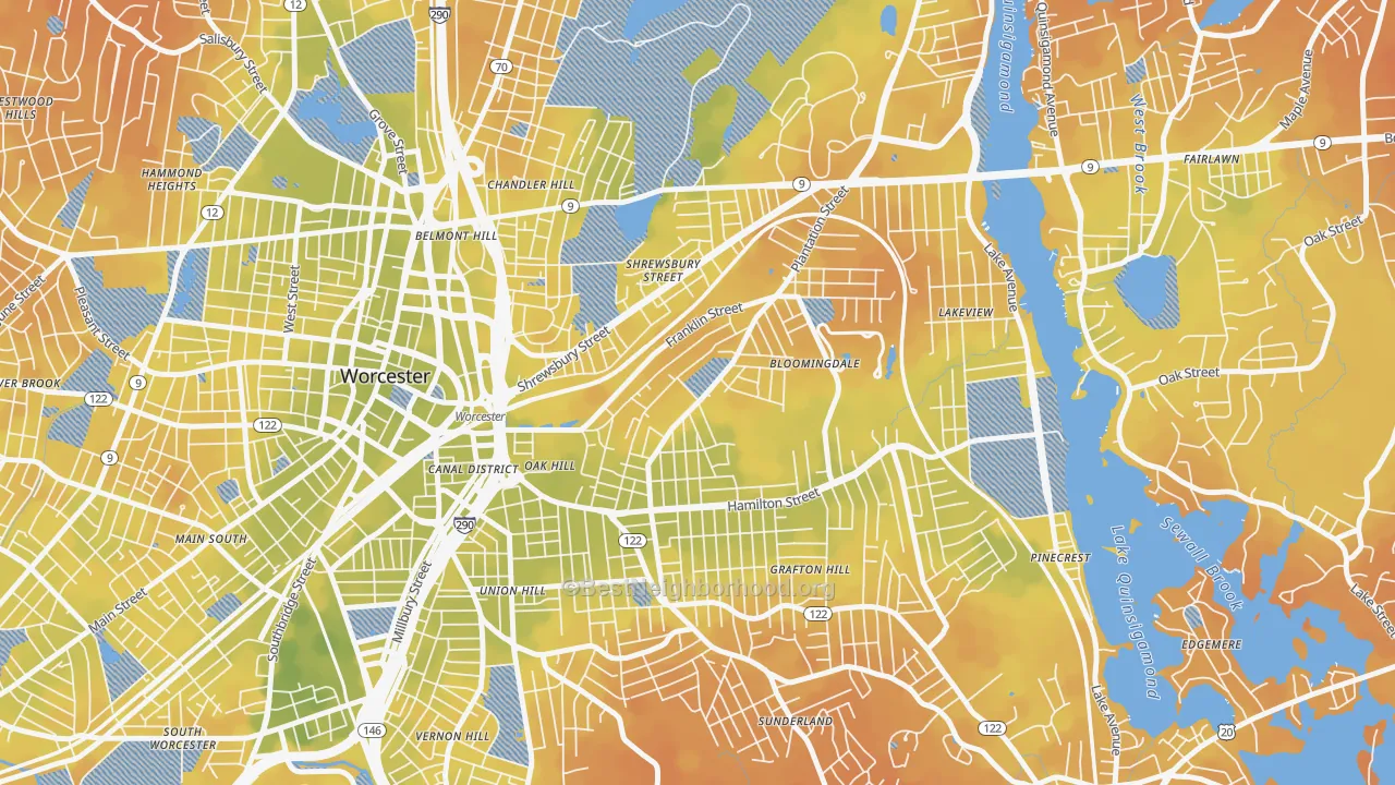 Bike Grade map of Franklin Plantation, Worcester, MA