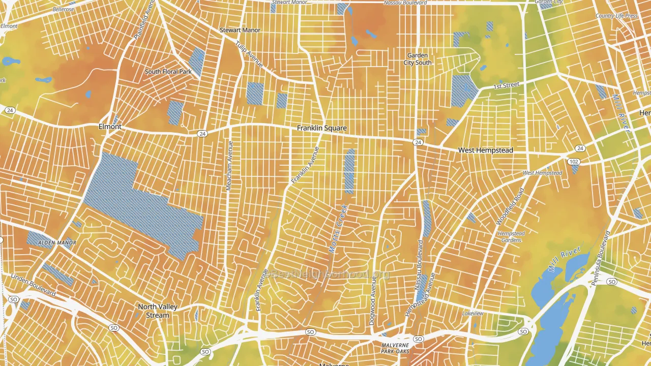 Bike Grade map of Franklin Square, NY