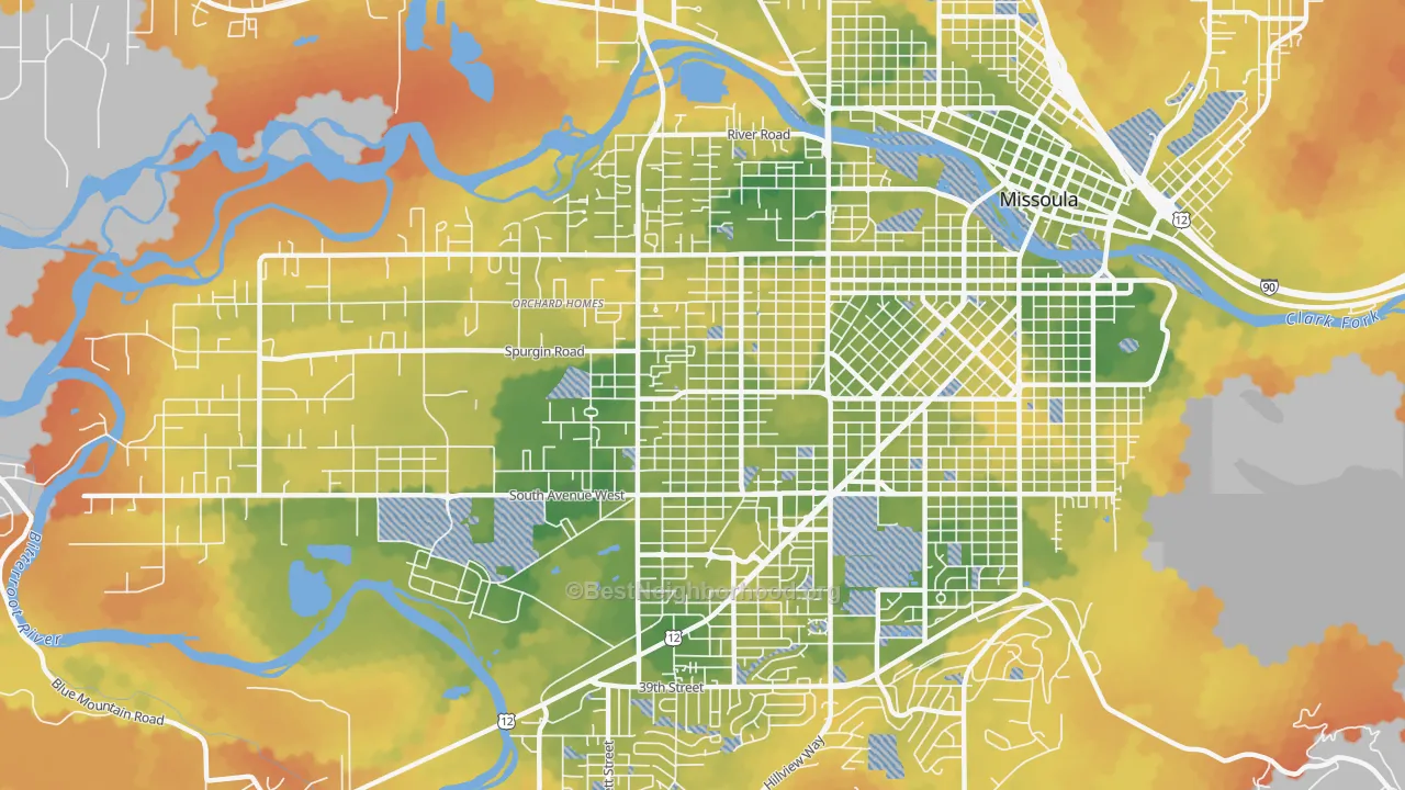 Bike Grade map of Franklin To The Fort, Missoula, MT