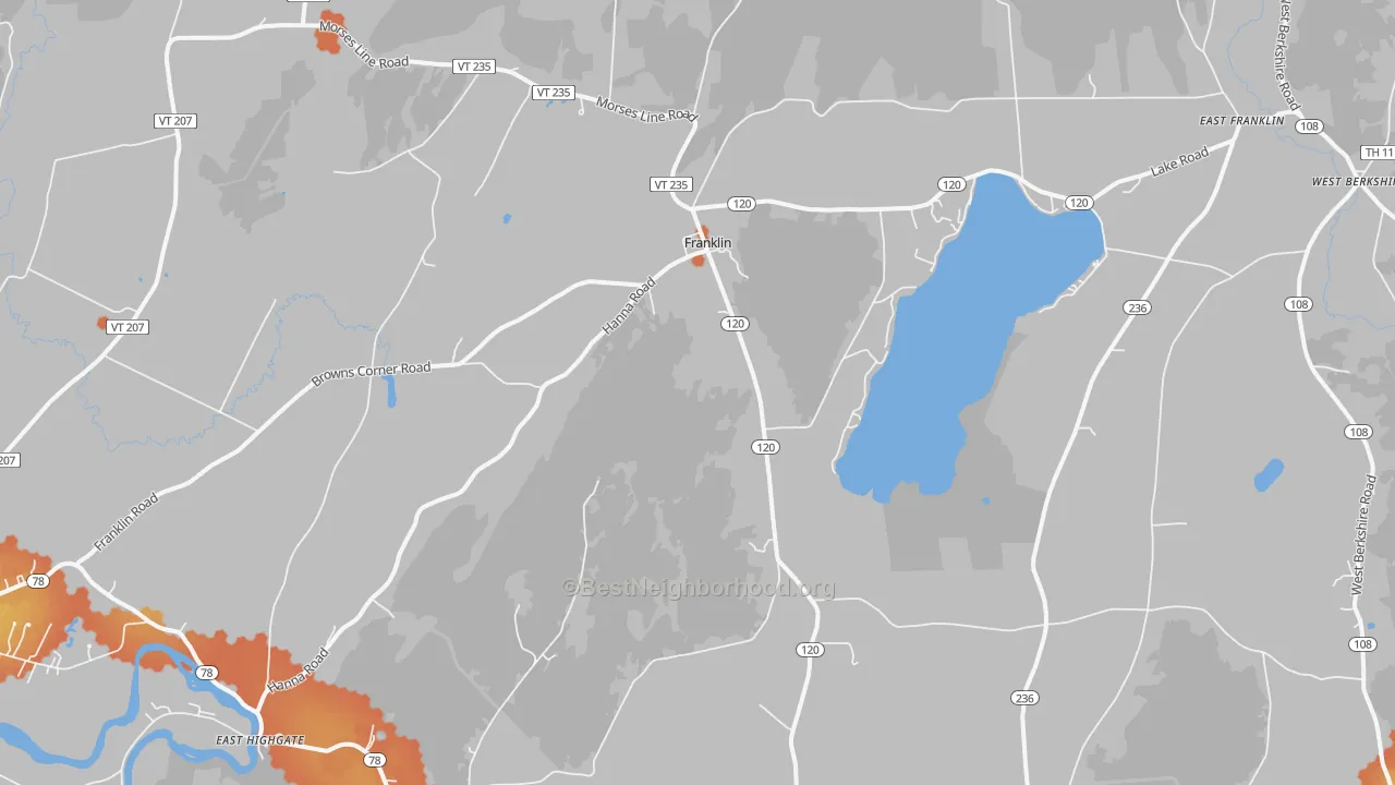 Bike Grade map of Franklin, VT