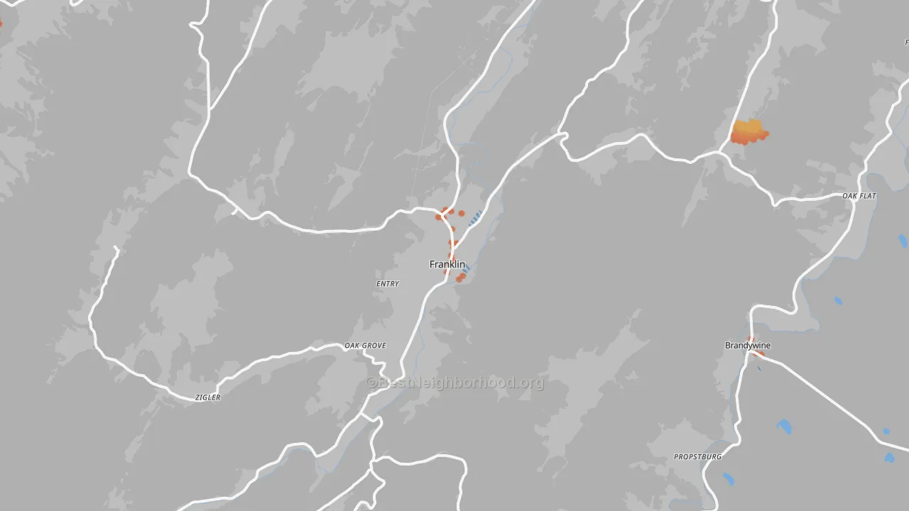 Bike Grade map of Franklin, WV