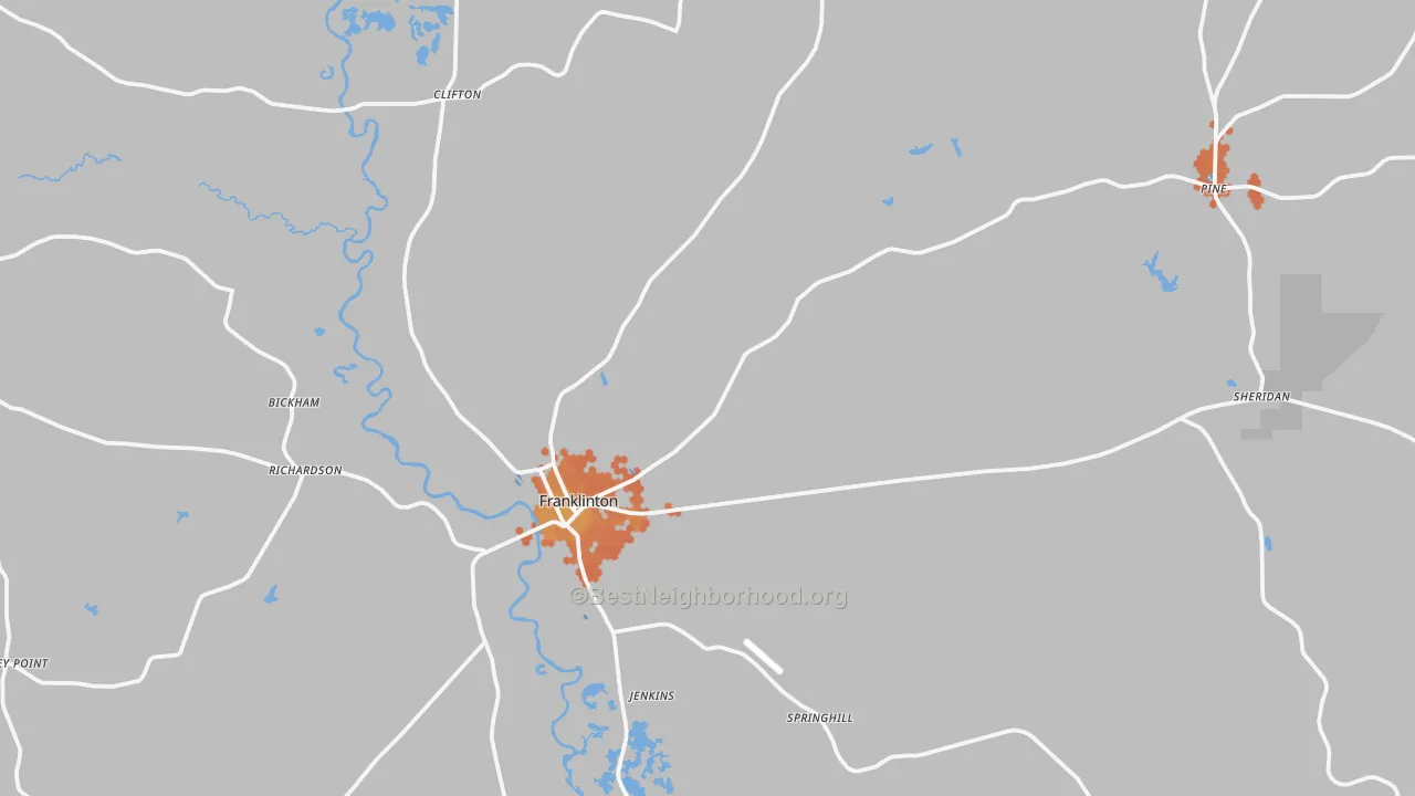 Bike Grade map of Franklinton, LA