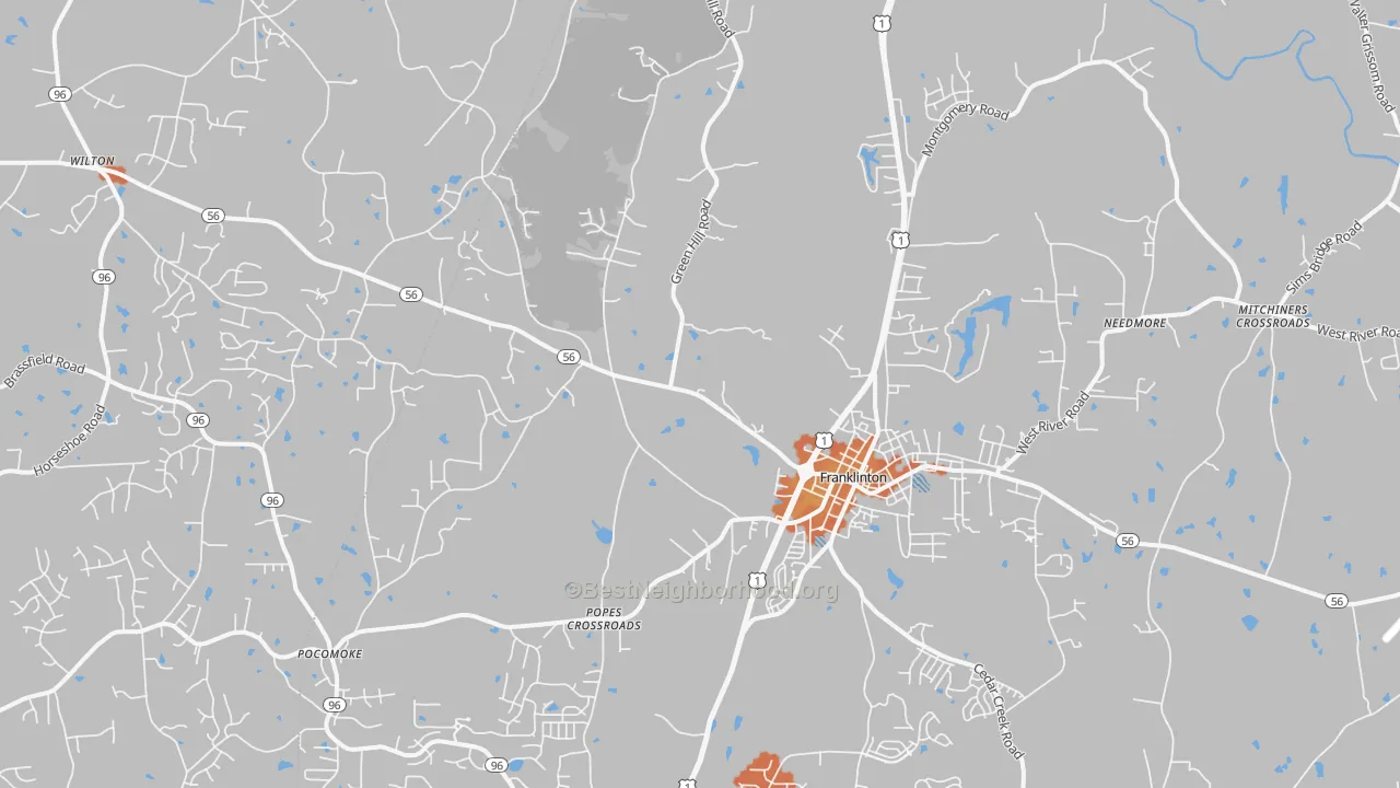 Bike Grade map of Franklinton, NC