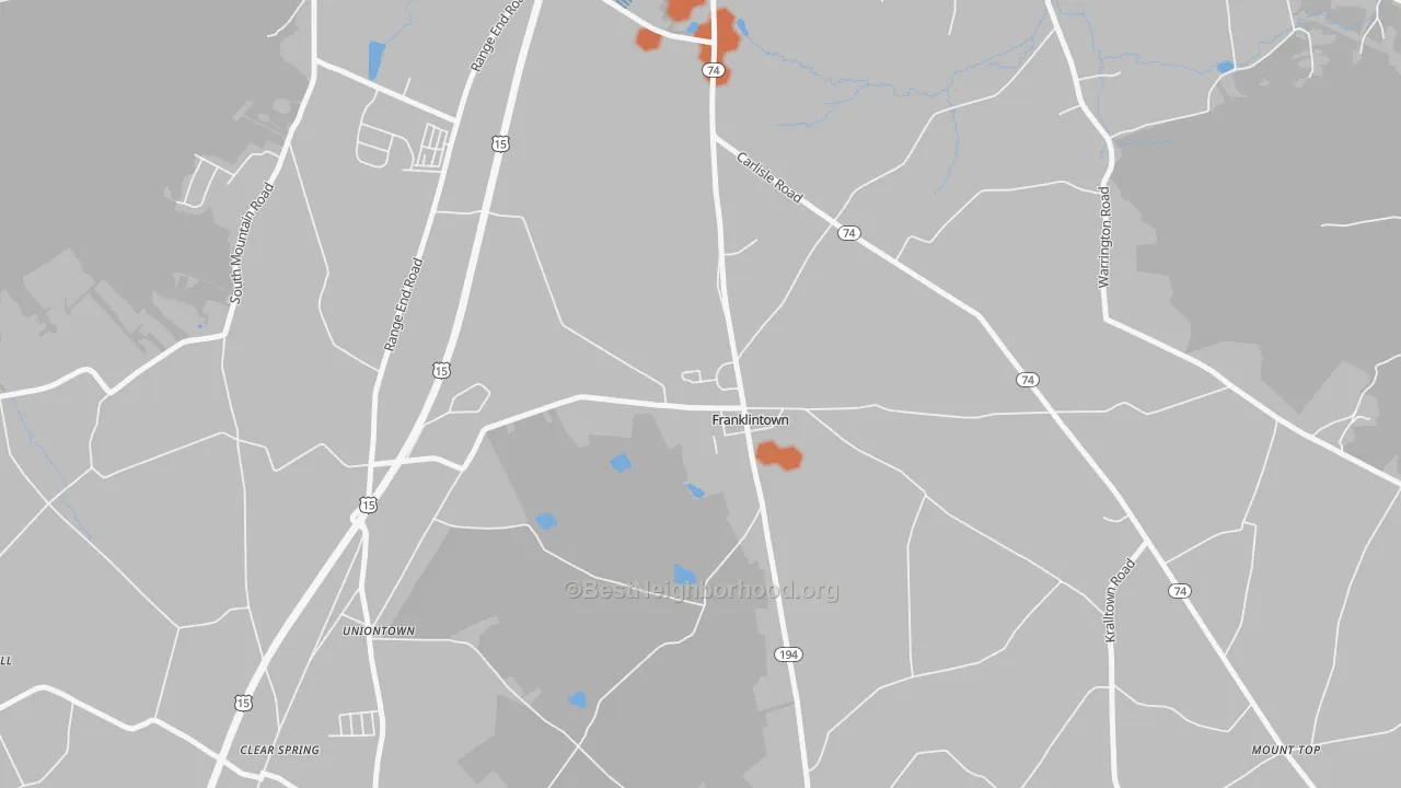 Bike Grade map of Franklintown, PA