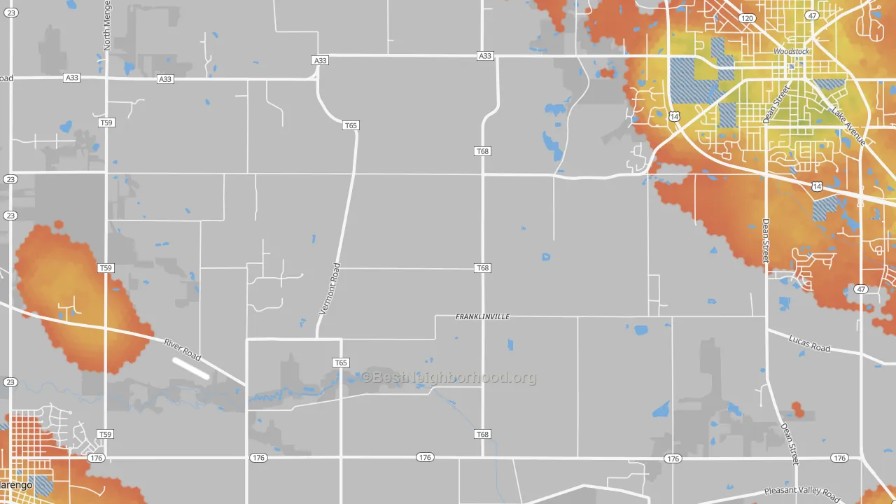 Bike Grade map of Franklinville, IL