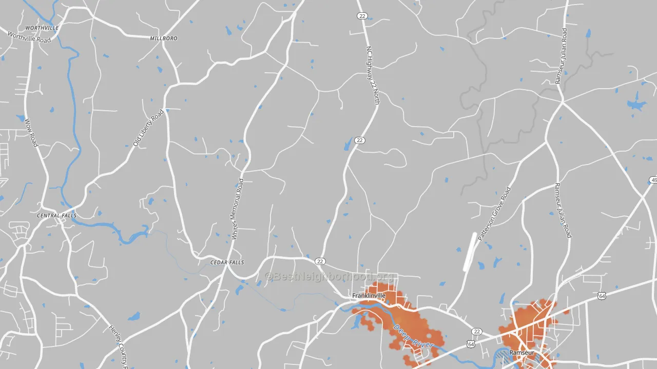 Bike Grade map of Franklinville, NC