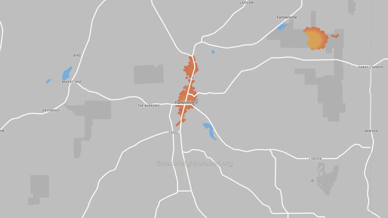 Bike Grade map of Franklinville, NY