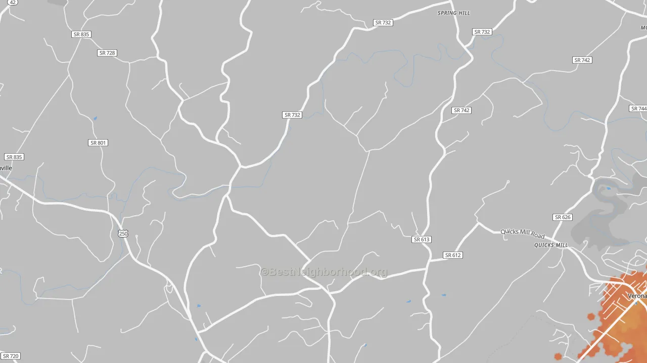 Bike Grade map of Franks Mill, VA