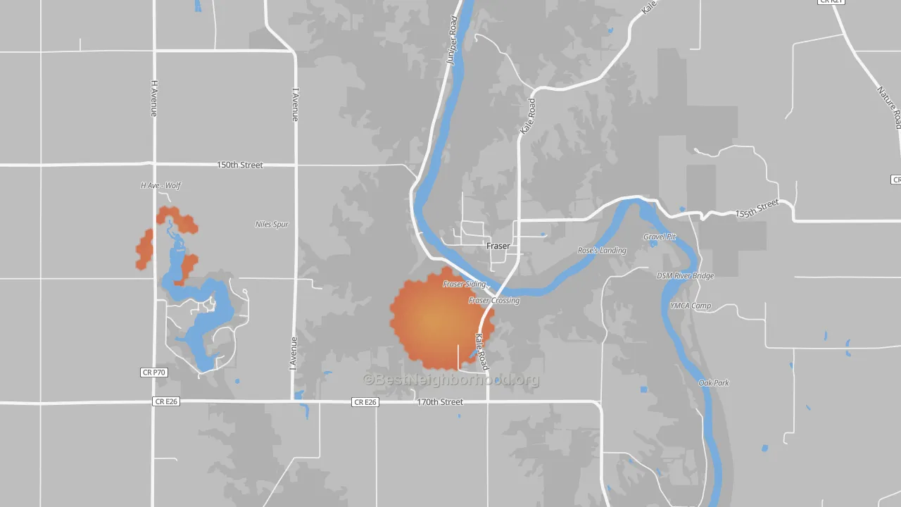 Bike Grade map of Fraser, IA
