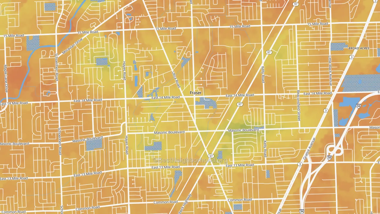 Bike Grade map of Fraser, MI