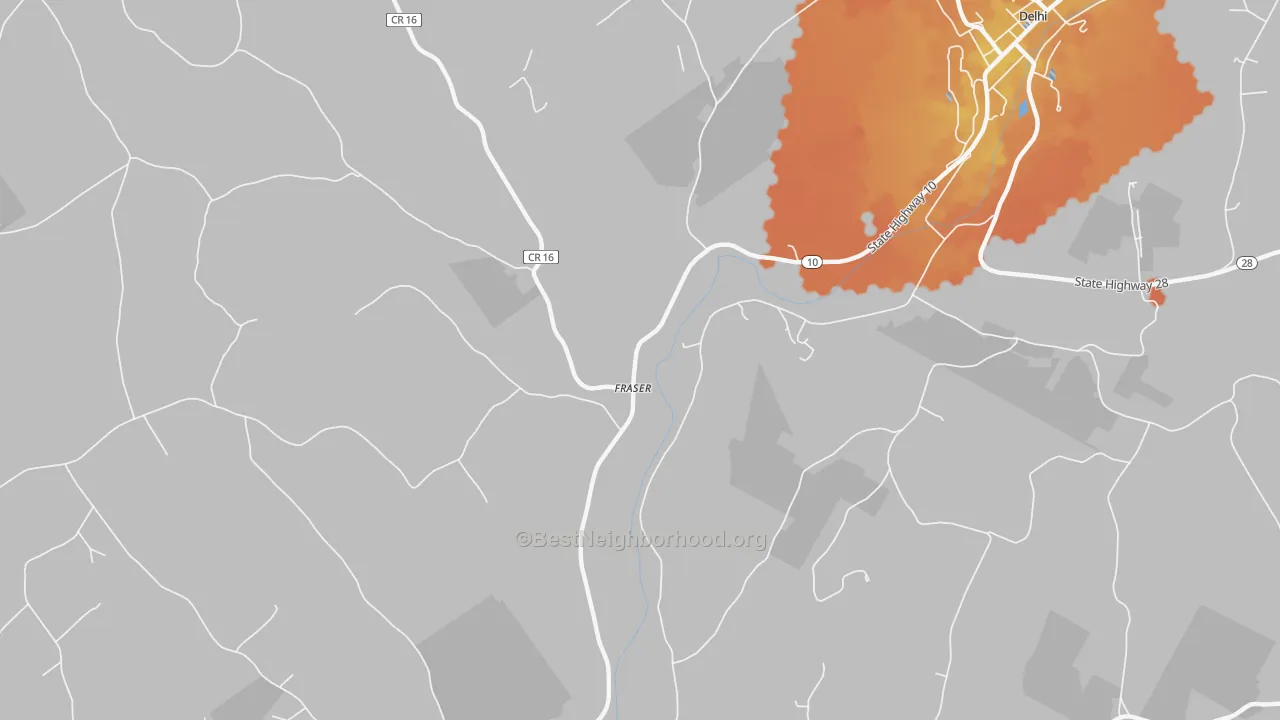 Bike Grade map of Fraser, NY