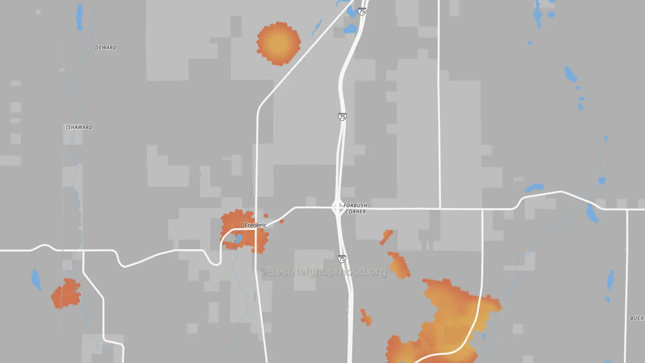 Bike Grade map of Frederic, MI