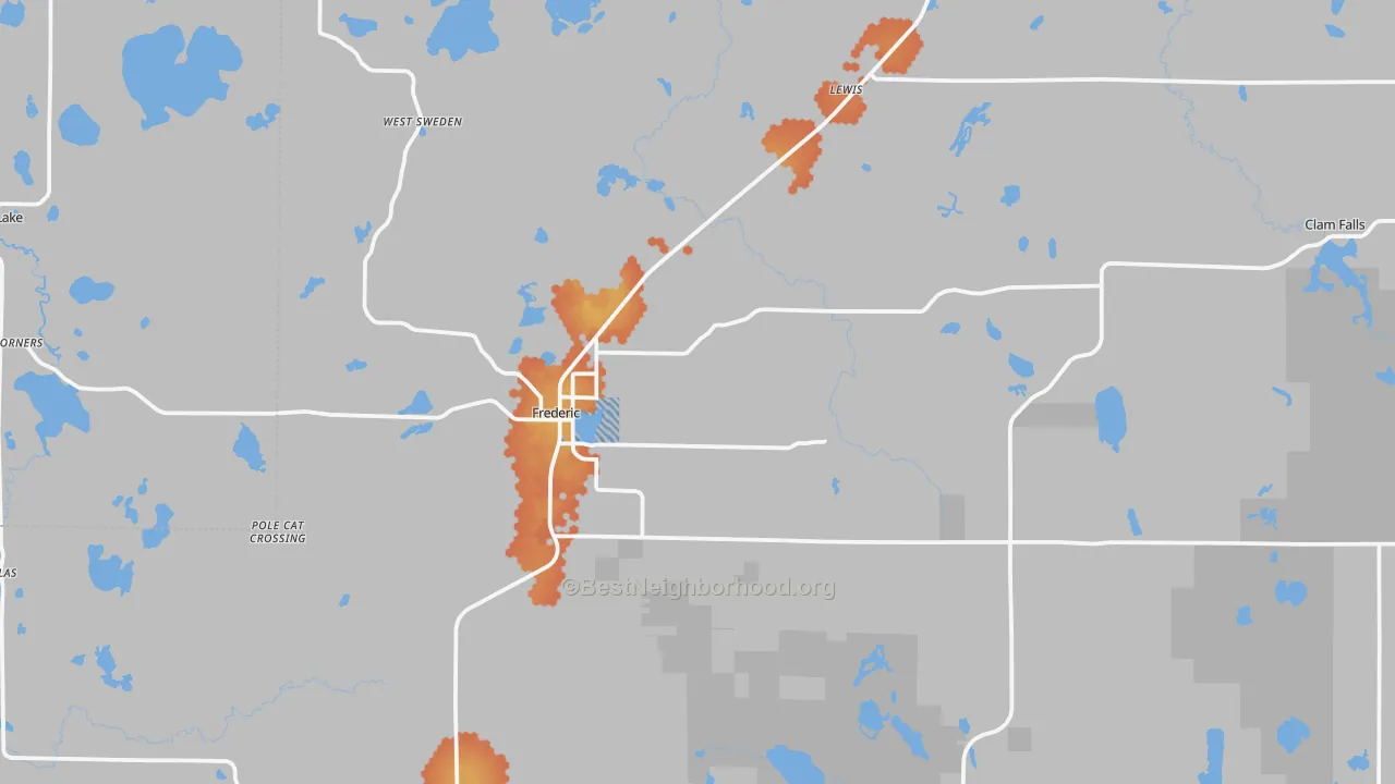 Bike Grade map of Frederic, WI