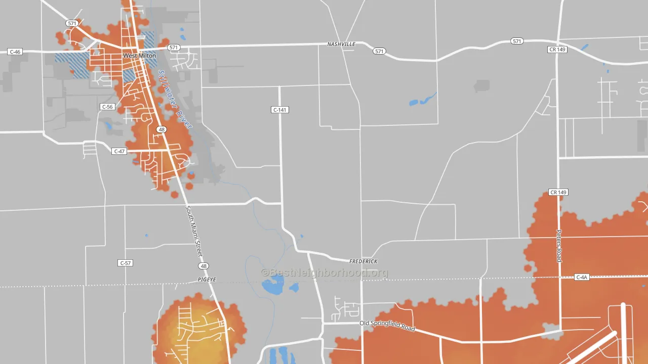 Bike Grade map of Frederick, OH