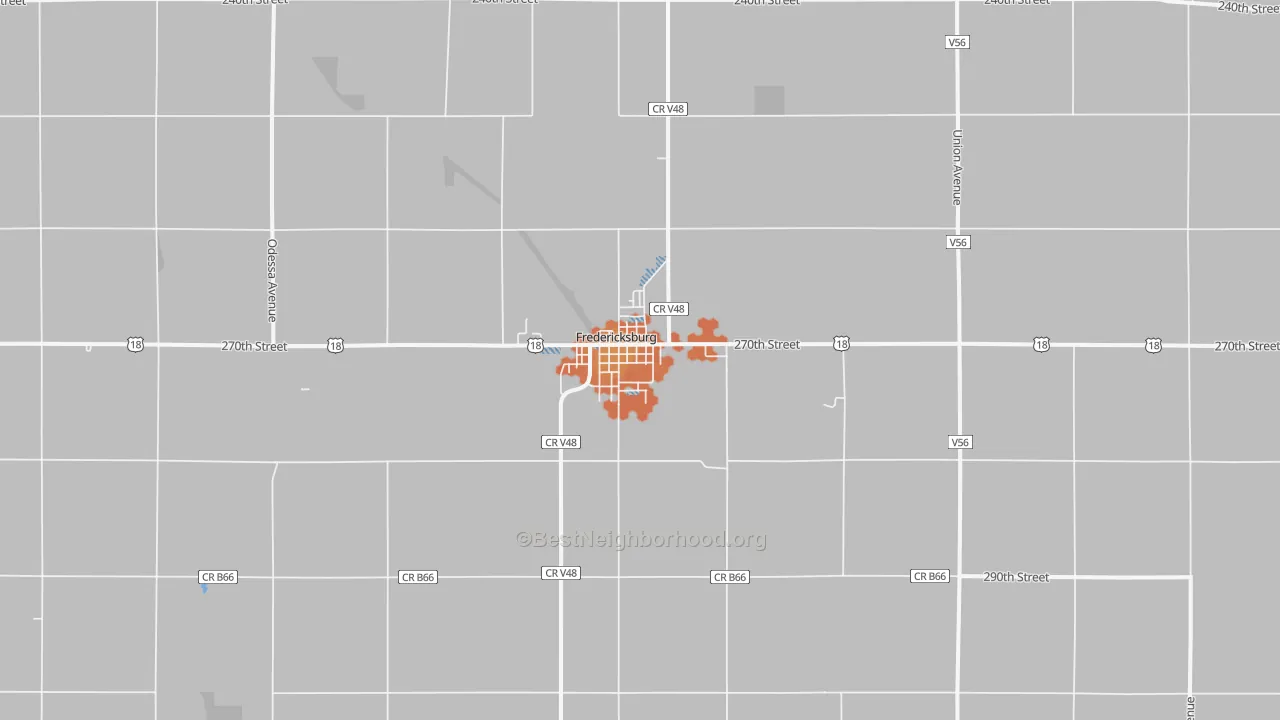 Bike Grade map of Fredericksburg, IA