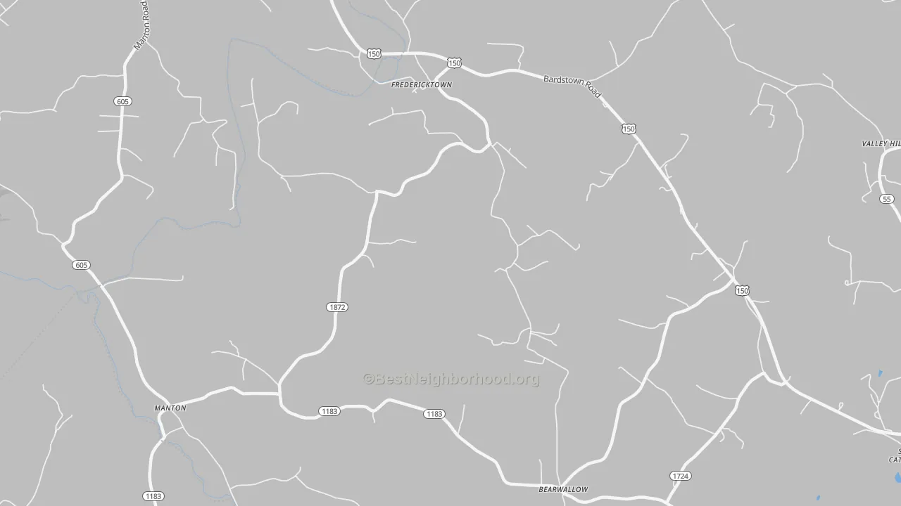 Bike Grade map of Fredericktown, KY