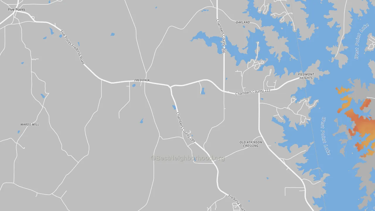 Bike Grade map of Fredonia, AL