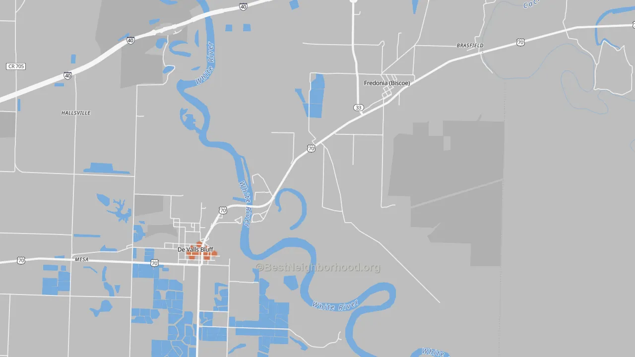 Bike Grade map of Fredonia, AR