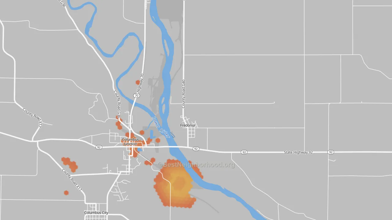 Bike Grade map of Fredonia, IA