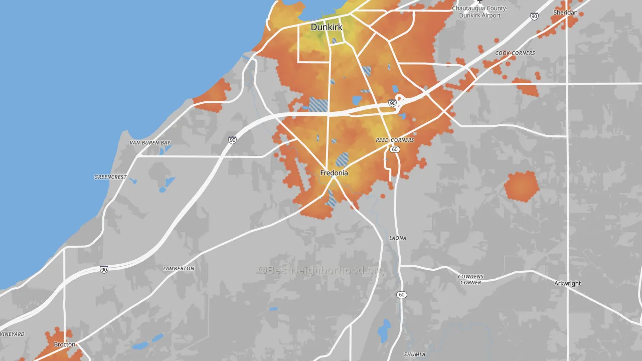 Bike Grade map of Fredonia, NY