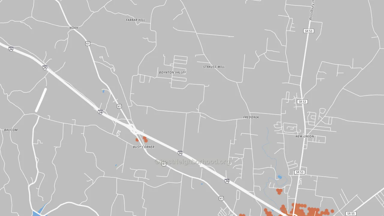 Bike Grade map of Fredonia, TN