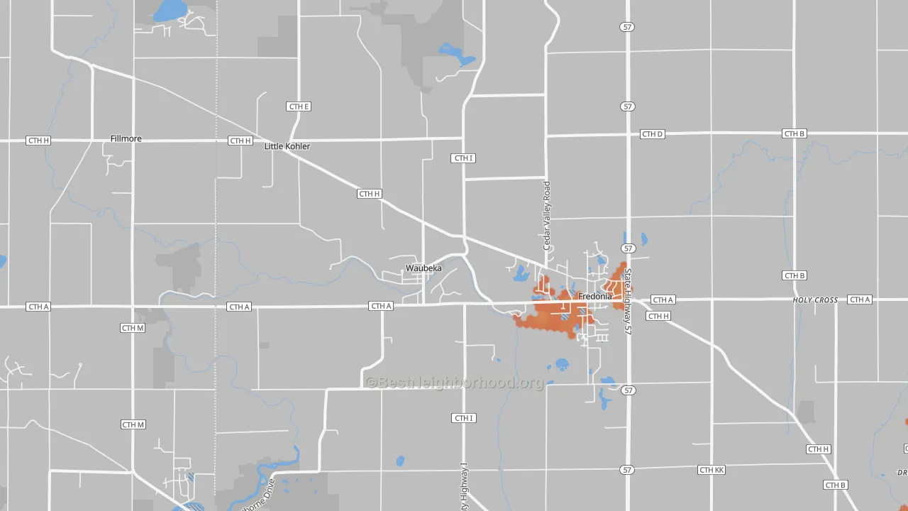Bike Grade map of Fredonia, WI