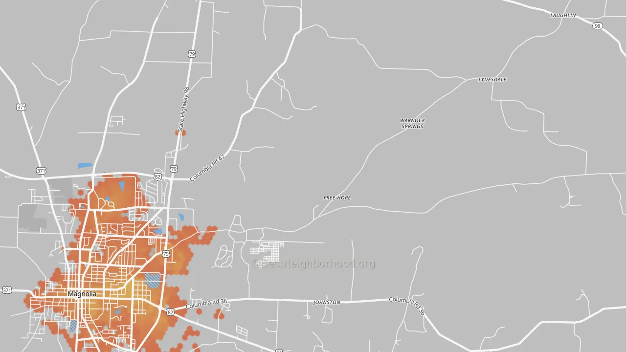 Bike Grade map of Free Hope, AR