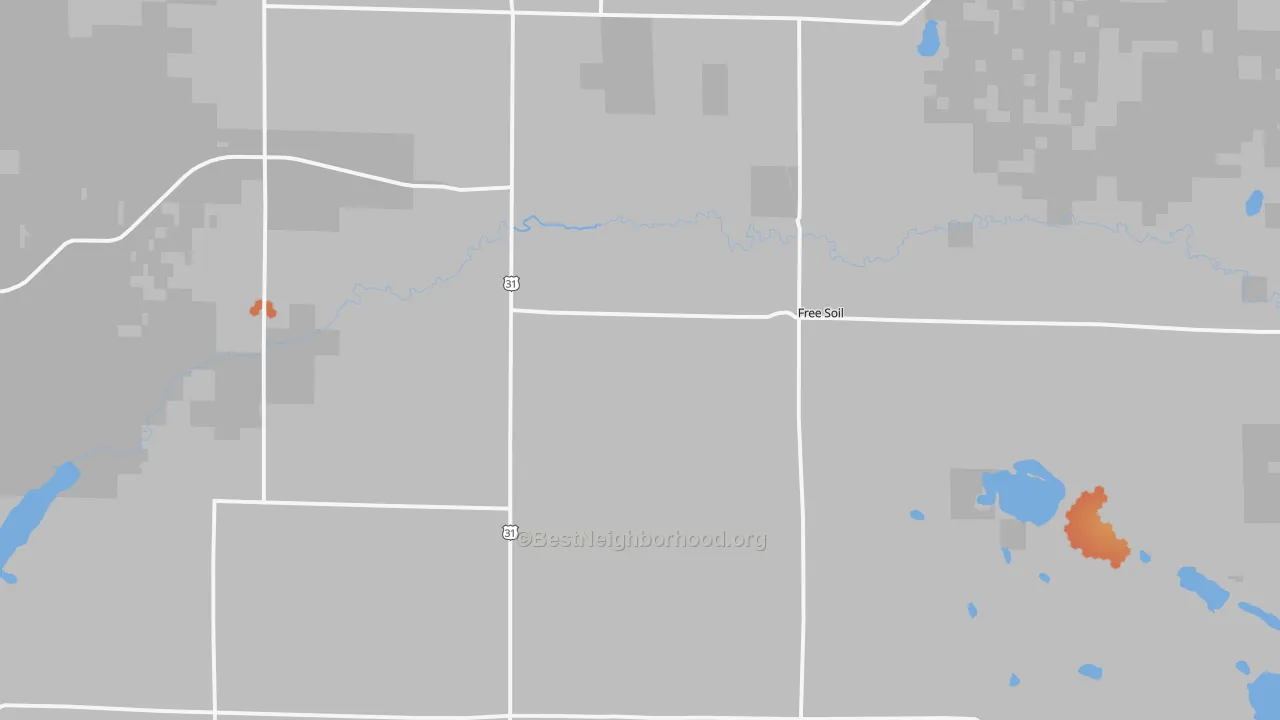 Bike Grade map of Free Soil, MI