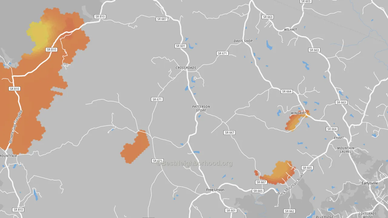 Bike Grade map of Free Union, VA