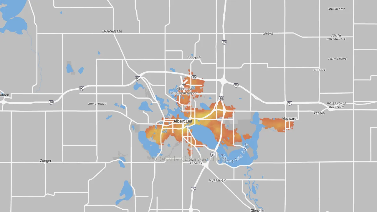 Bike Grade map of Freeborn County, MN