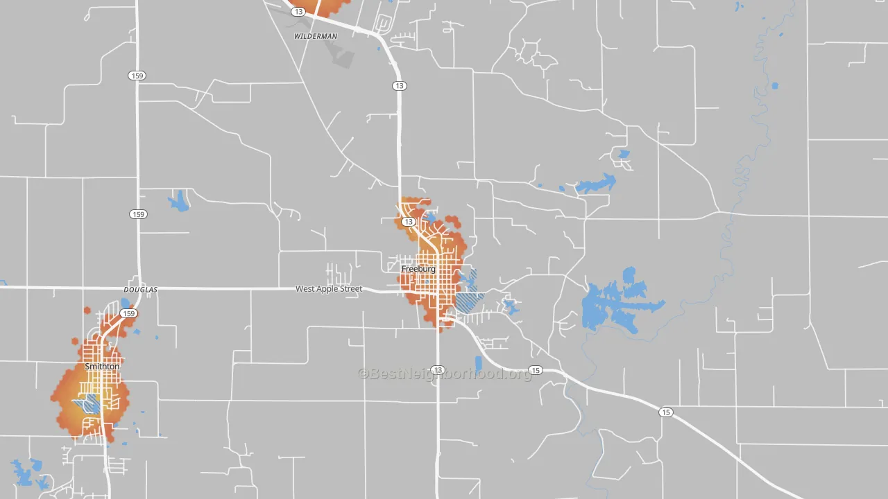 Bike Grade map of Freeburg, IL