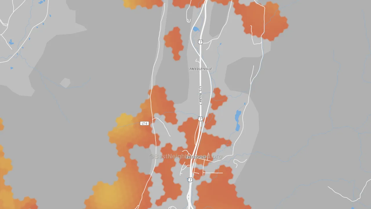 Bike Grade map of Freedleyville, VT