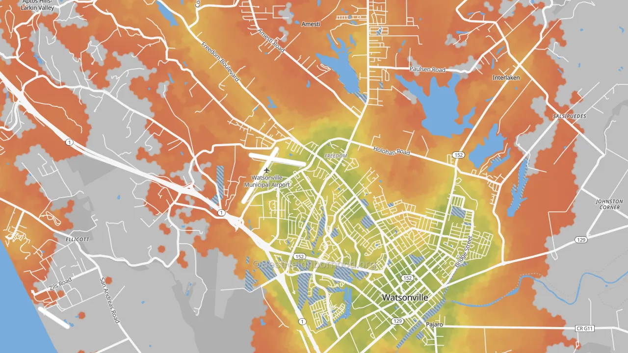 Bike Grade map of Freedom, CA