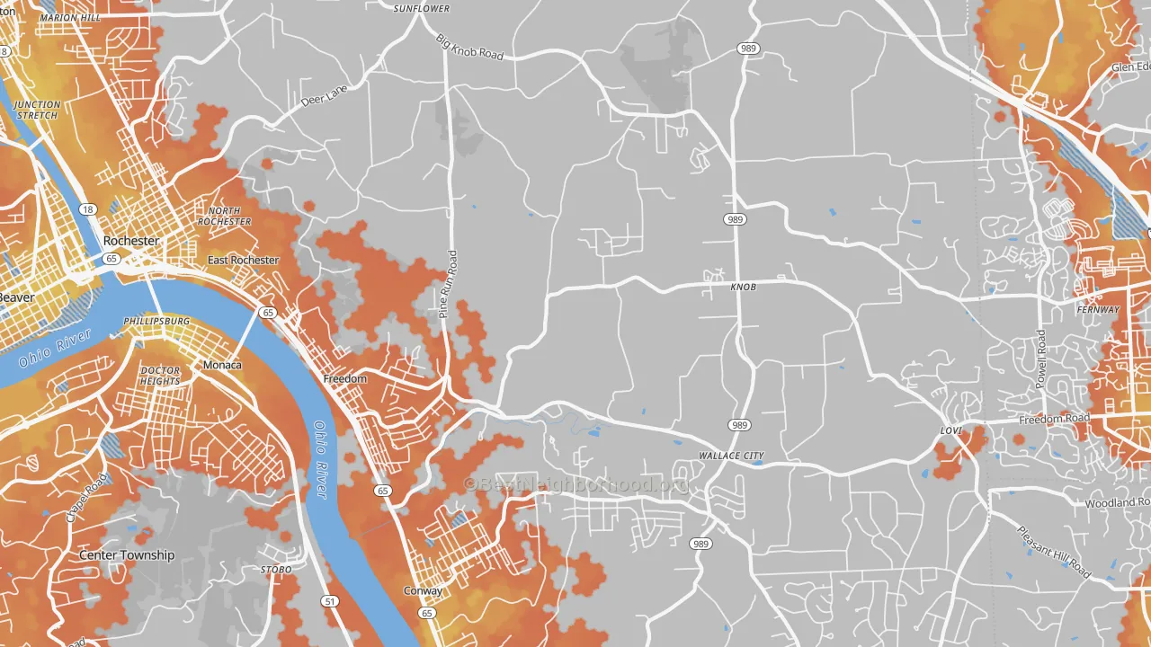 Bike Grade map of Freedom, PA