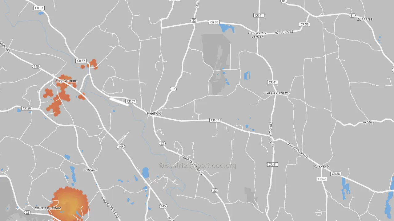 Bike Grade map of Freehold, NY