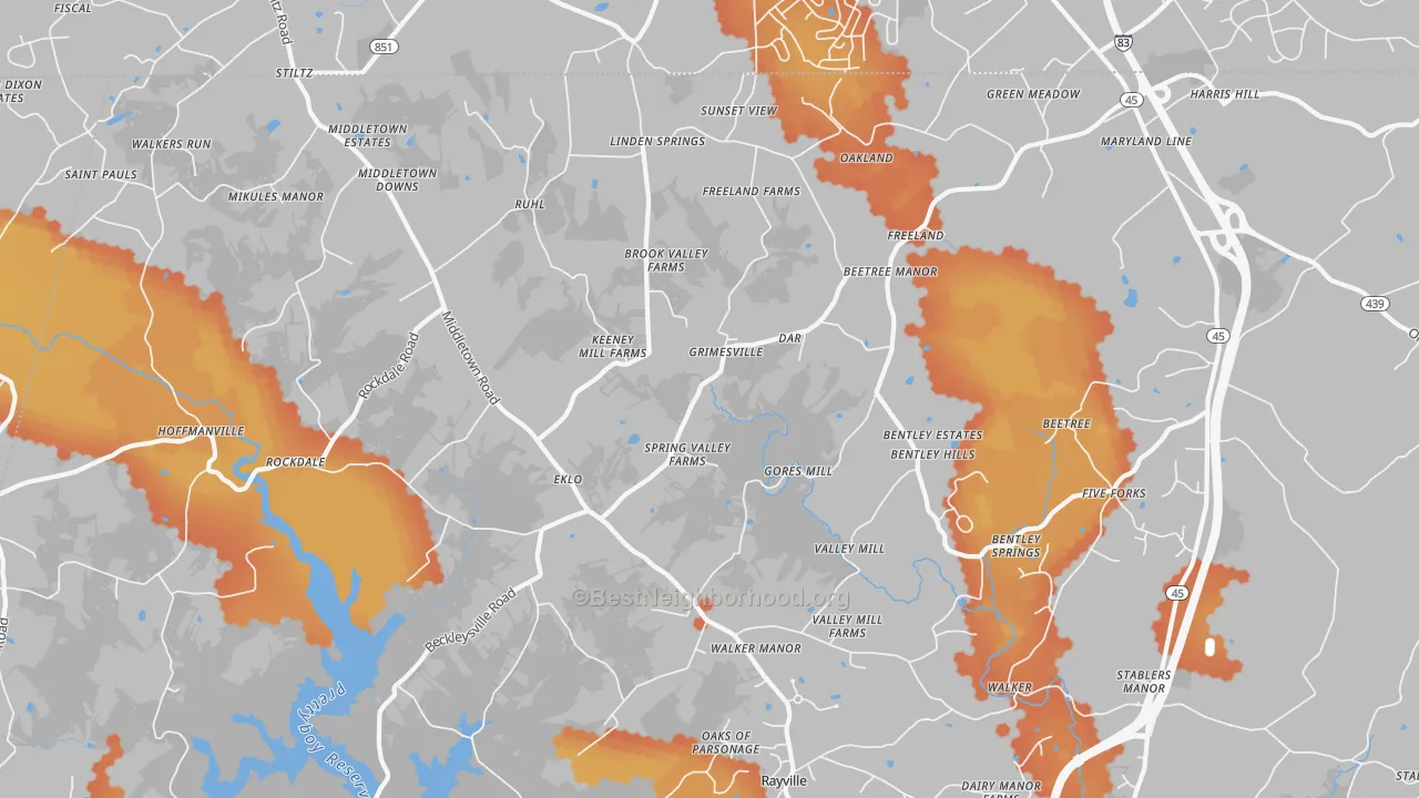 Bike Grade map of Freeland, MD
