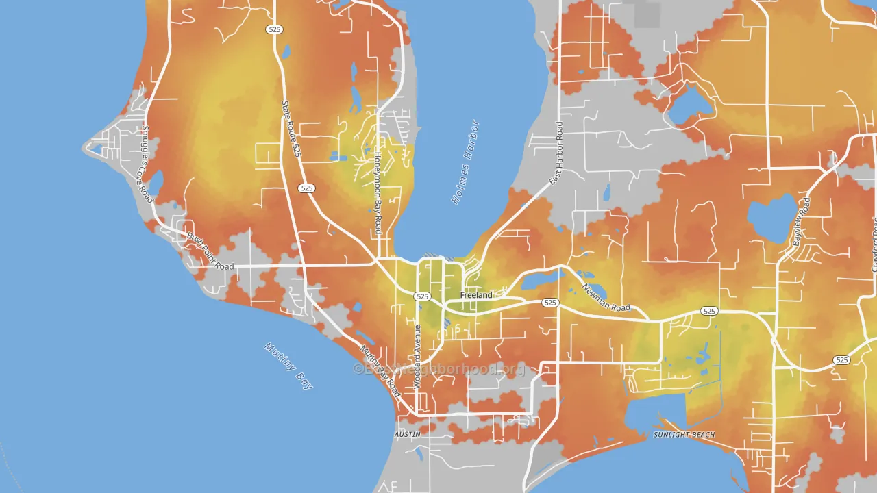 Bike Grade map of Freeland, WA