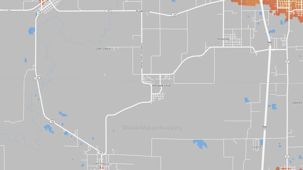 Bike Grade map of Freeman Spur, IL