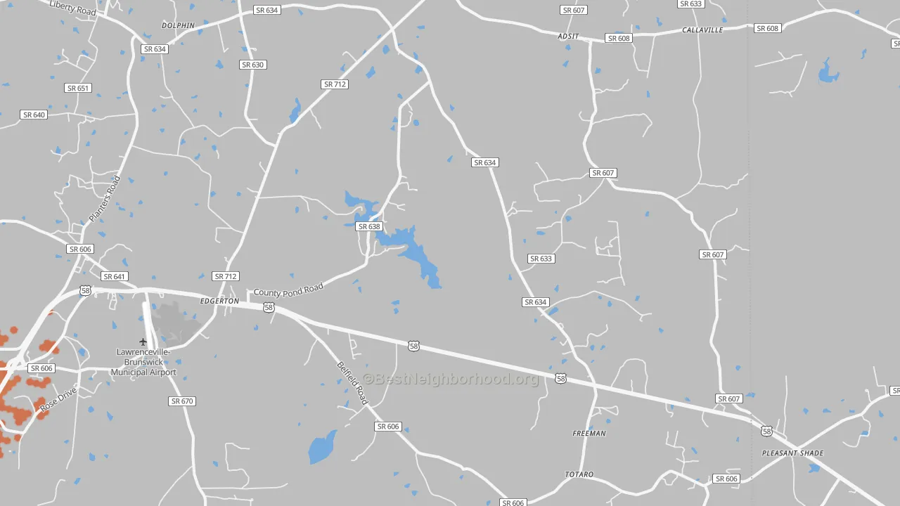 Bike Grade map of Freeman, VA