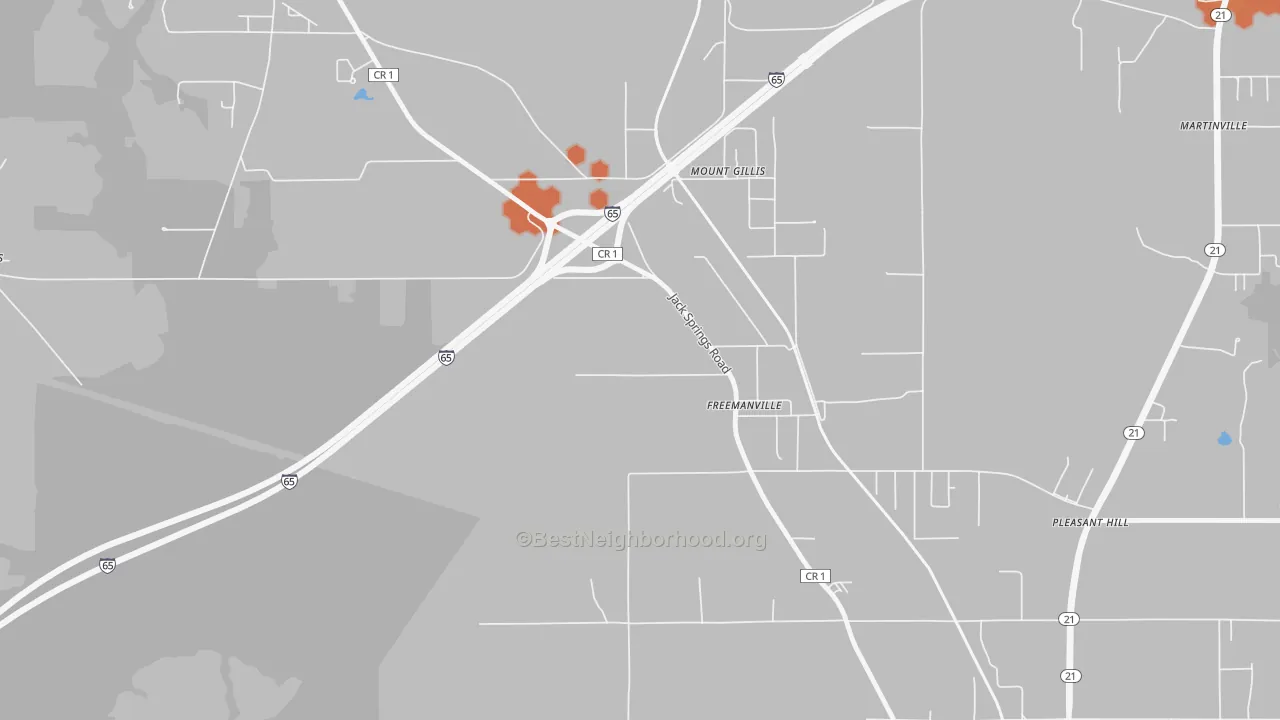 Bike Grade map of Freemanville, AL