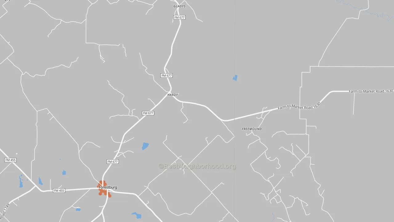 Bike Grade map of Freemound, TX